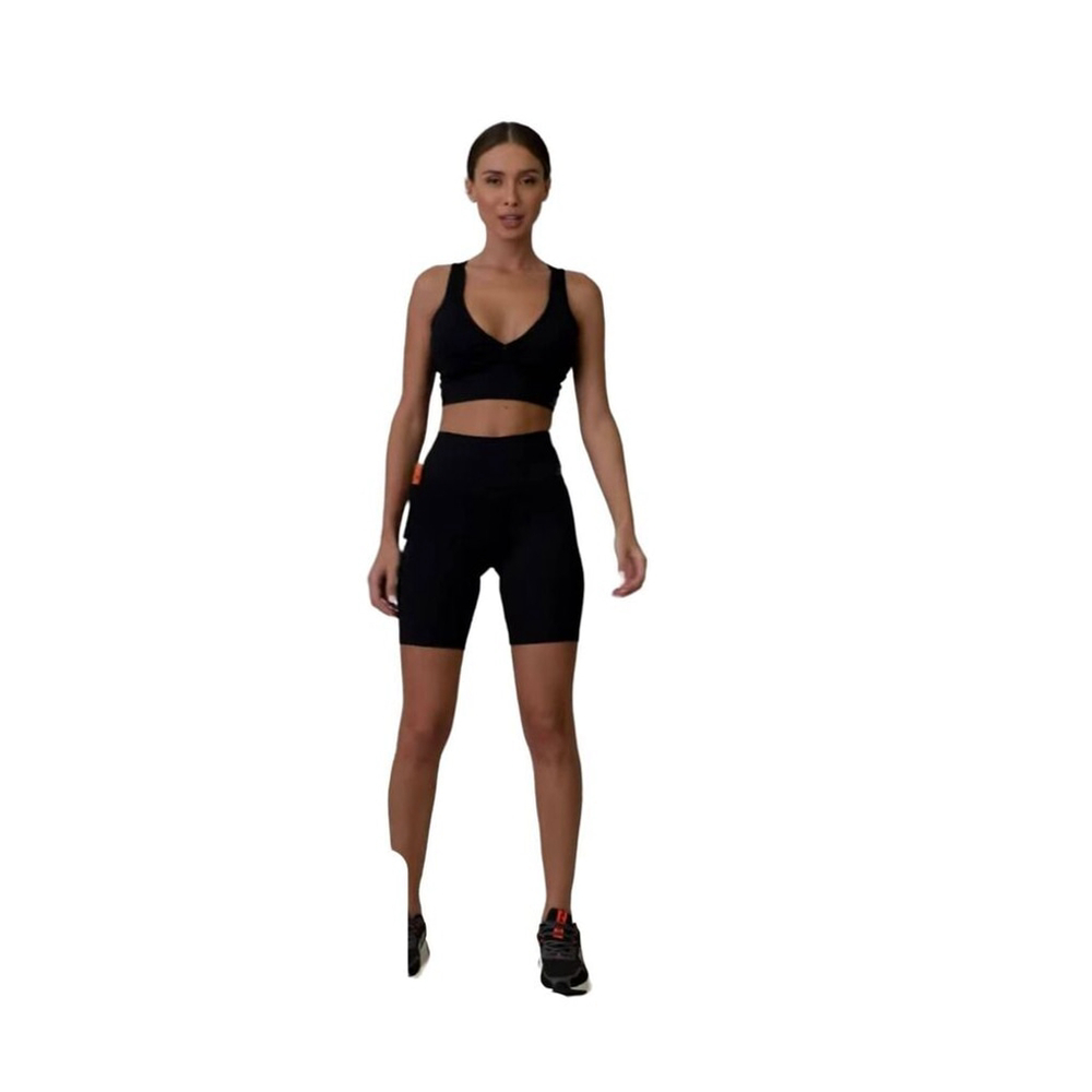 l Women's Size L High Waist Black Biker Shorts With Pocket